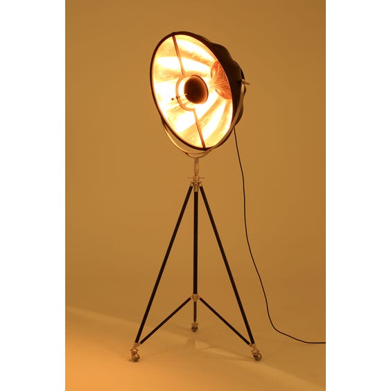 image of Black and copper fortuny lamp