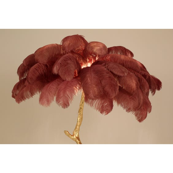 image of Dusky pink ostrich feather lamp