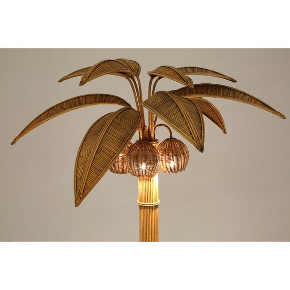 image of Midcentury rattan palm tree lamp