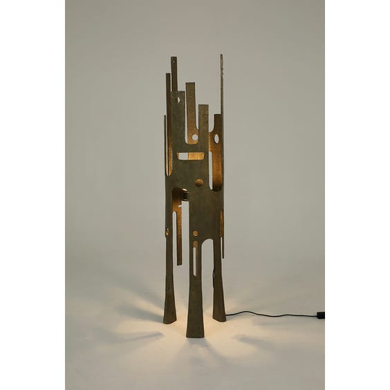 image of Midcentury bronze brutalist floor lamp