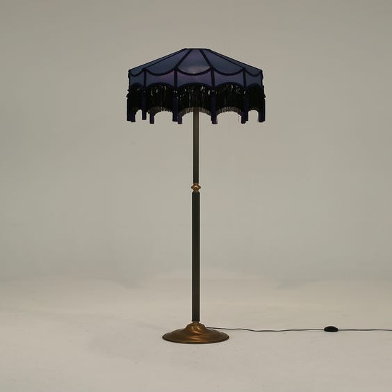 image of Traditional bronze dusky blue lamp