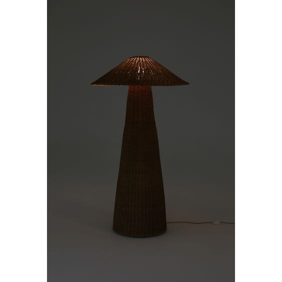image of Postmodern oversized rattan tapered floor lamp