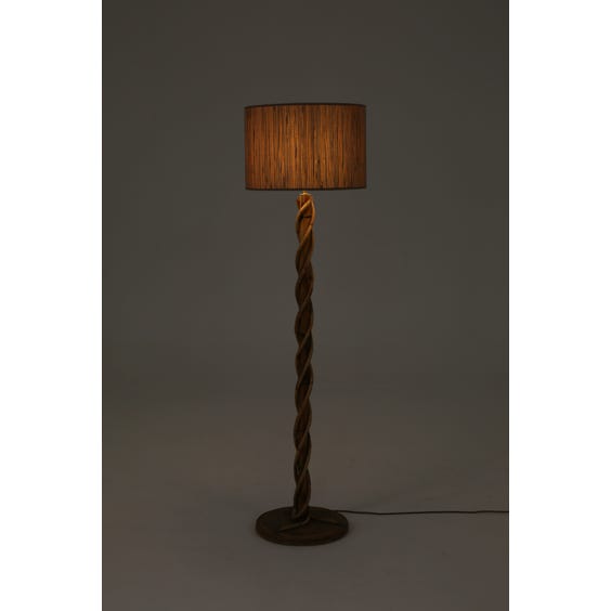 image of French bamboo and rattan twisted floor lamp