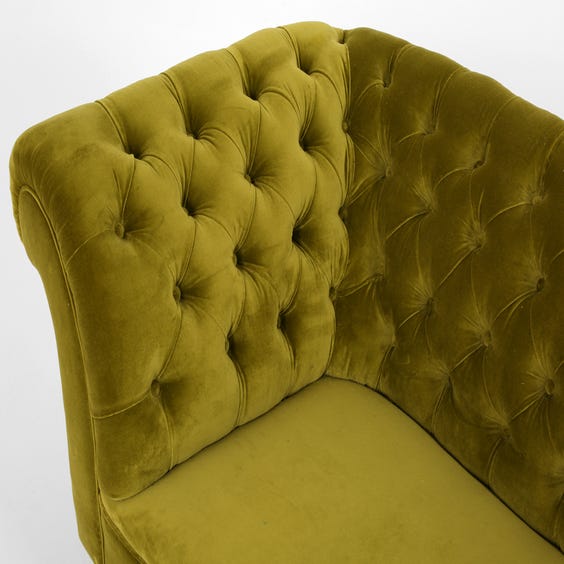 image of Victorian green velvet buttoned sofa