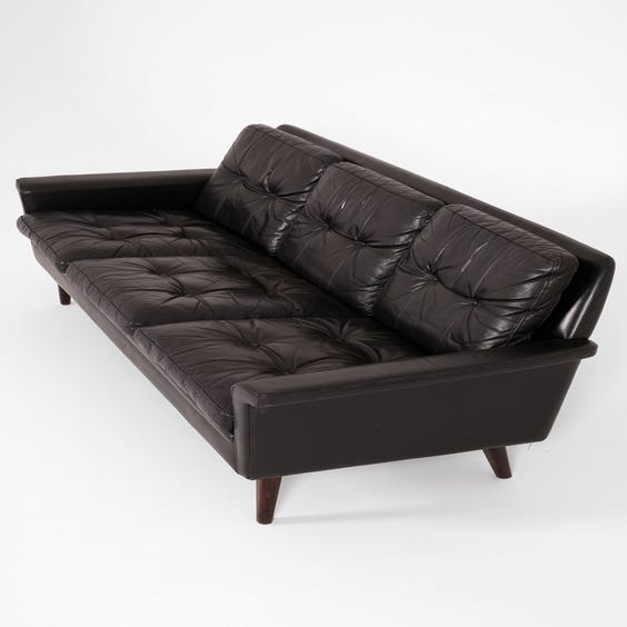 image of 1960s Danish black leather sofa
