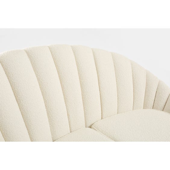image of Off white boucle scalloped sofa