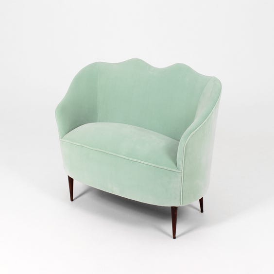image of Small pale mint velvet sofa
