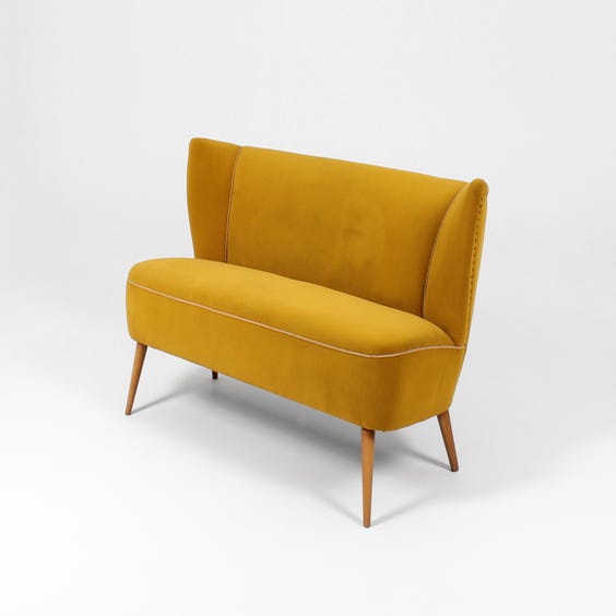 image of Midcentury ochre velvet sofa