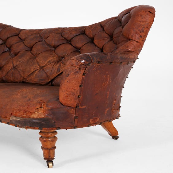 image of Georgian distressed tan leather sofa