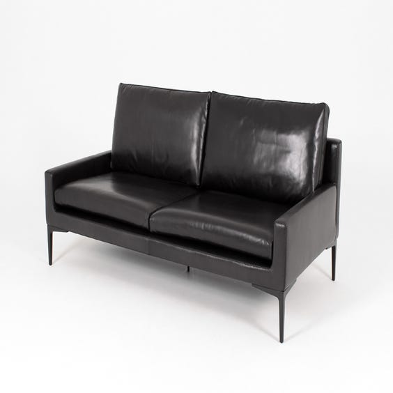 image of Conran deep black leather 3 seater sofa