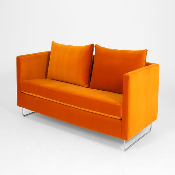 image of Modern orange velvet sofa
