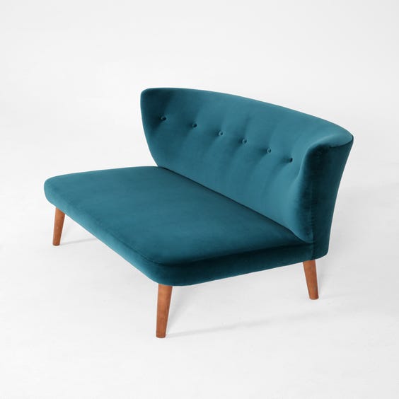 image of Midcentury peacock blue cocktail sofa
