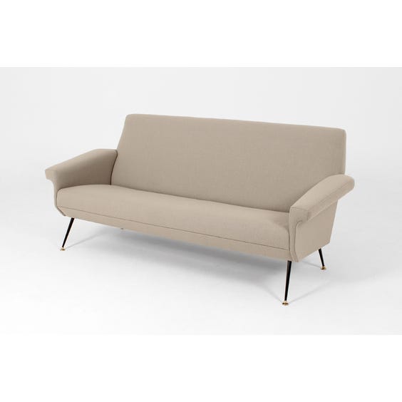 image of Midcentury grey wool angular sofa
