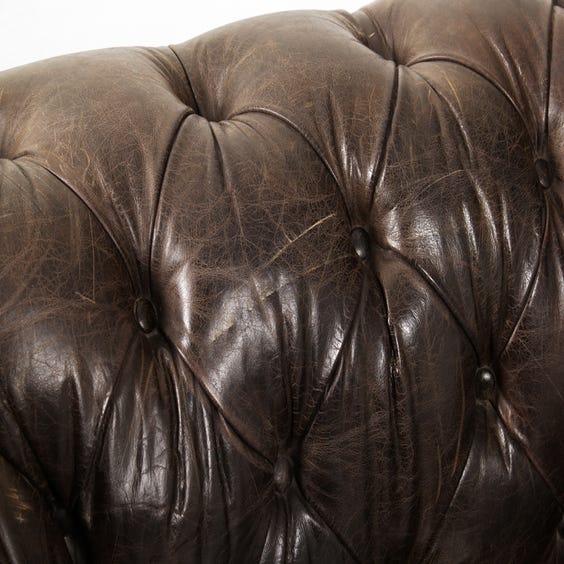 image of Vintage black chesterfield sofa