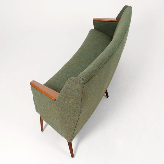 image of Danish olive teal curved sofa