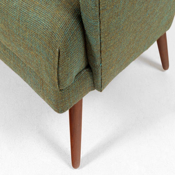 image of Danish olive teal curved sofa