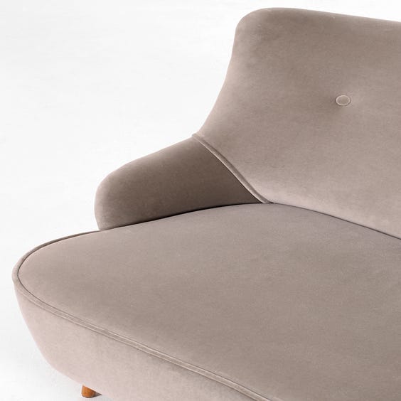 image of Midcentury mink grey velvet sofa