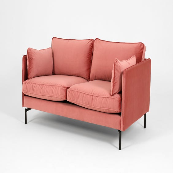 image of Modern dusky pink velvet sofa