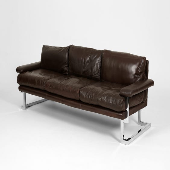 image of Dark brown leather Pieff sofa