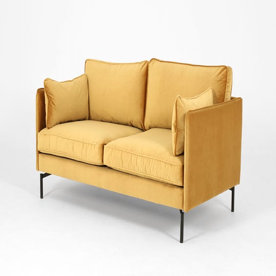 image of Modern honey gold velvet sofa