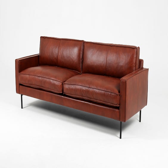 image of Burgundy red leather sofa