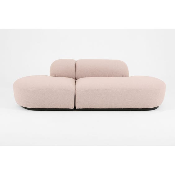 image of Small powder pink boucle modular sofa