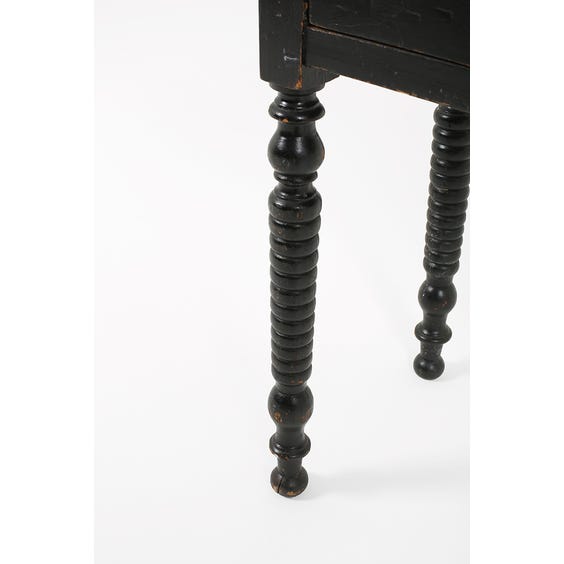 image of Small black turned leg table