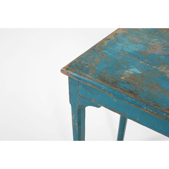image of Rustic turquoise painted side table