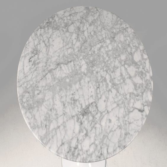 image of Circular white marble top side table