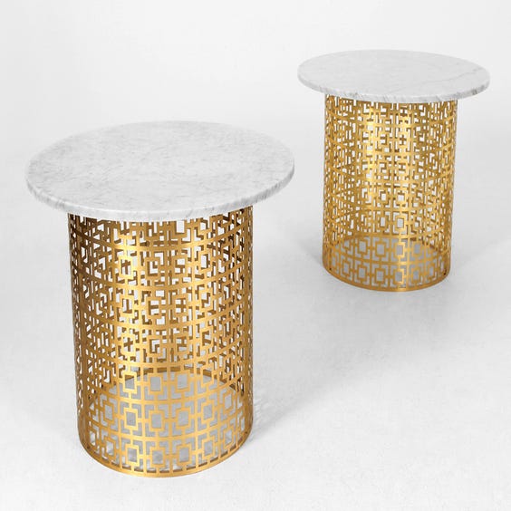 image of Marble top geometric side table