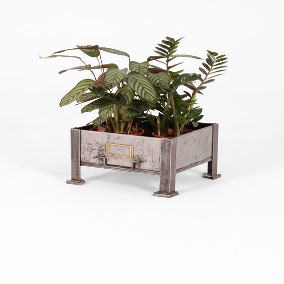 image of Industrial stripped metal planter
