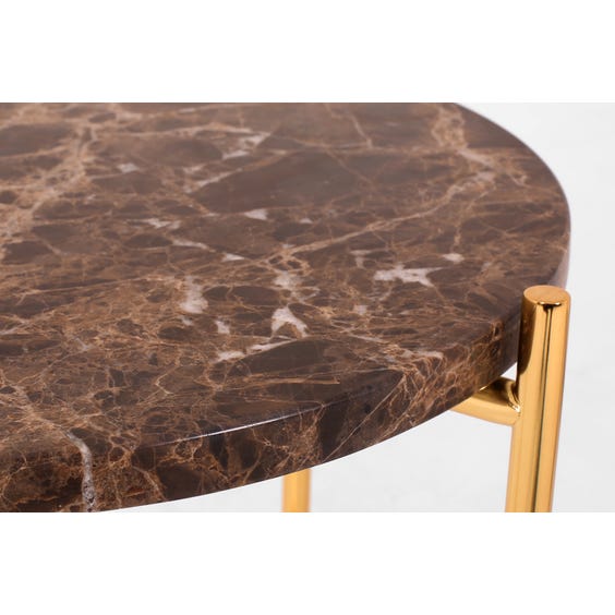image of Circular brown marble side table