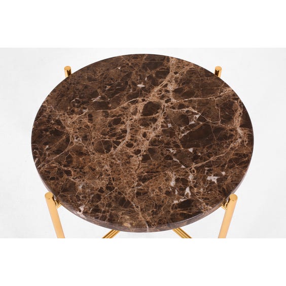 image of Circular brown marble side table