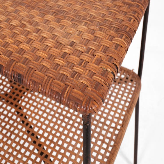 image of Midcentury natural rattan side table