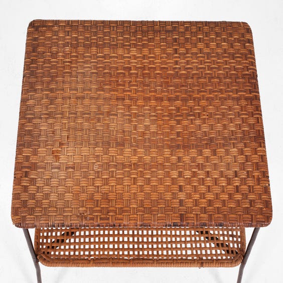 image of Midcentury natural rattan side table