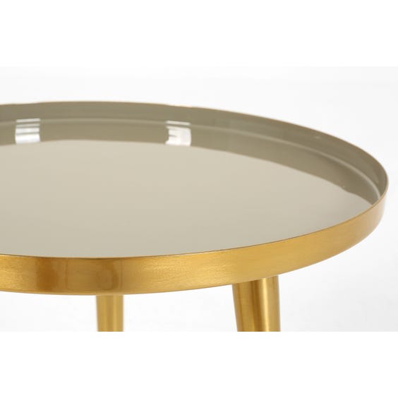 image of Small brass and grey side table