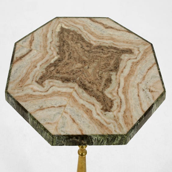 image of Octagonal marble table with brass base