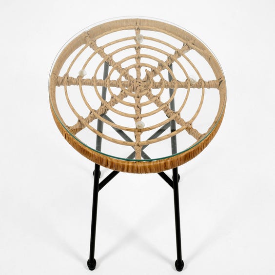 image of Circular spiral rattan side table