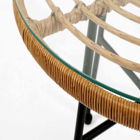 image of Circular spiral rattan side table