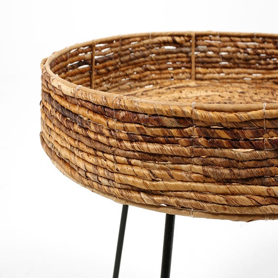 image of Modern raffia tray top table