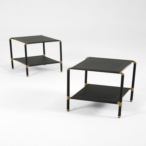 image of Leather and brass side table