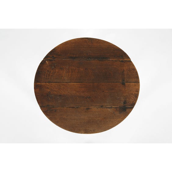 image of Antique rustic oak circular occassional table