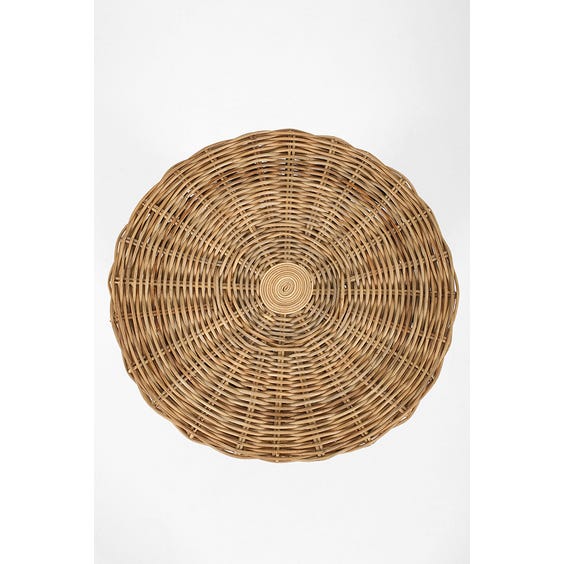 image of Circular natural woven rattan side table
