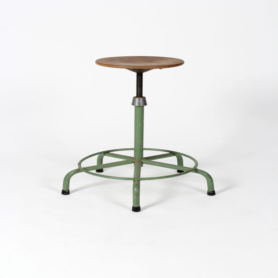 image of Industrial green metal spider stool