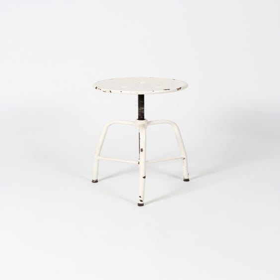 image of Industrial white metal tripod stool