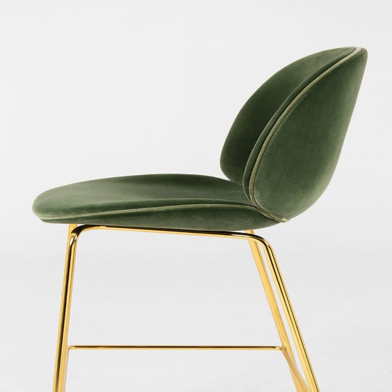 image of Beetle green velvet high stool