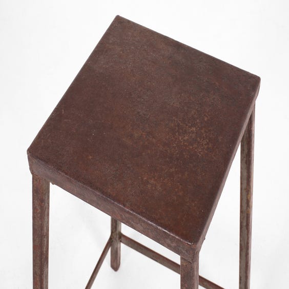 image of Industrial dark metal square stool