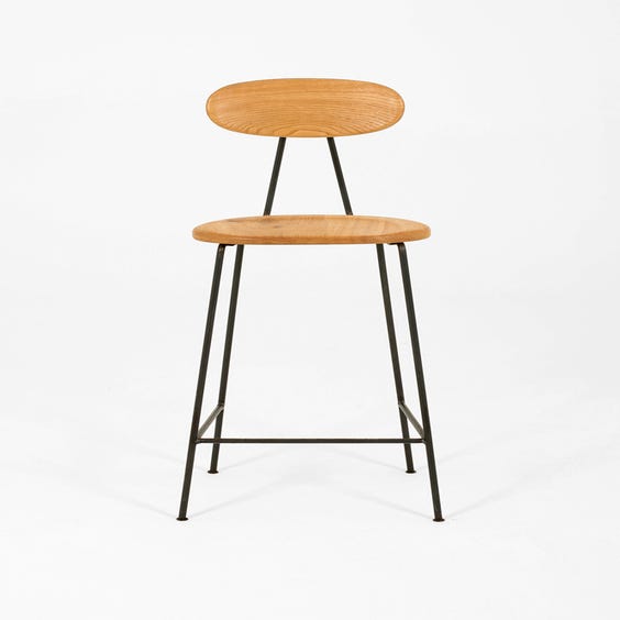 image of Oak stool with backrest