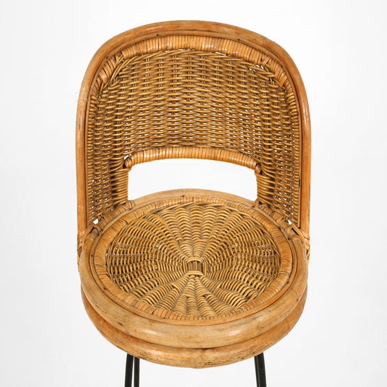 image of 1970's circular wicker bar stool