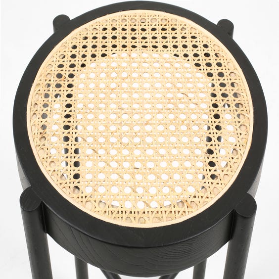 image of Modern black painted wooden stool